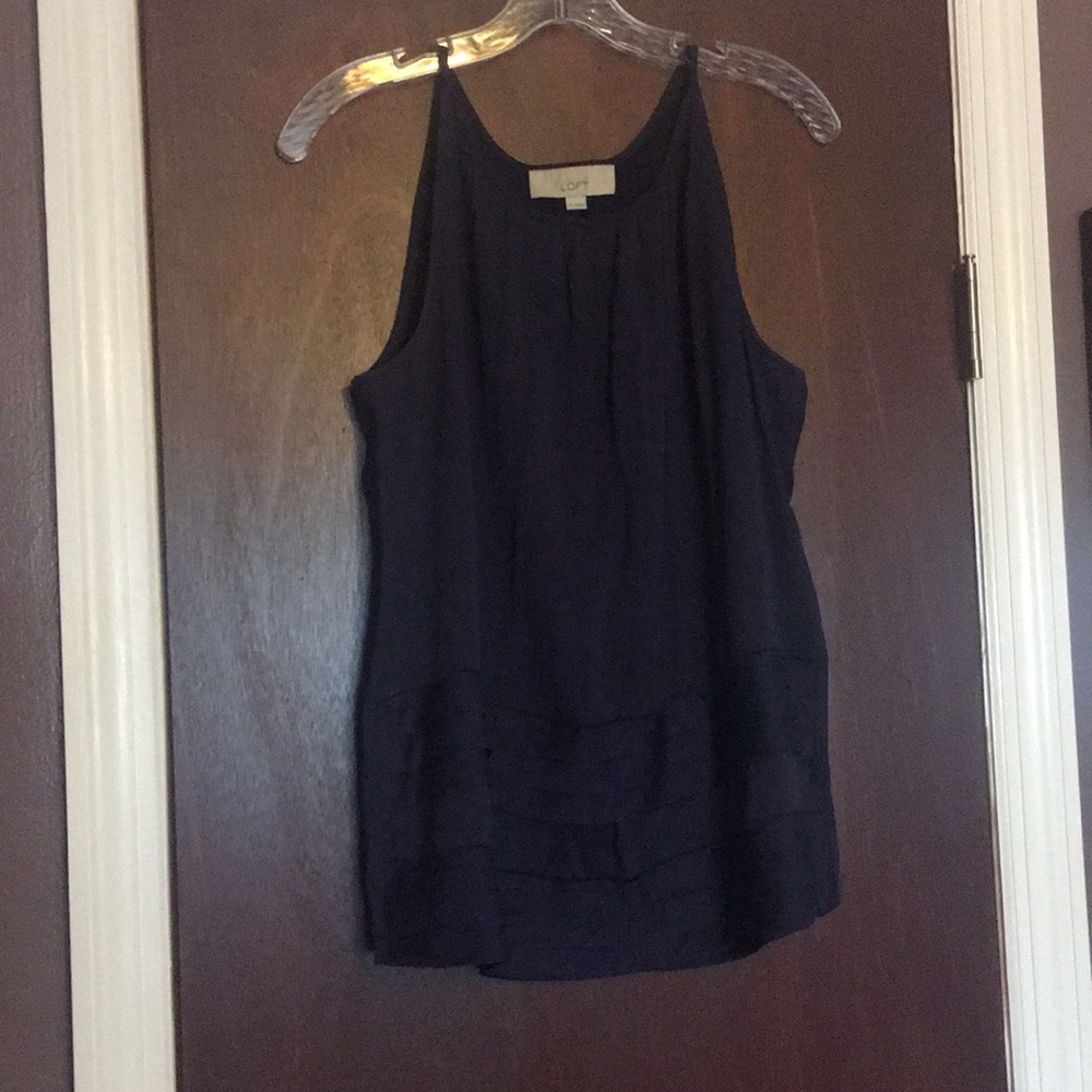 Halter neckline navy blouse